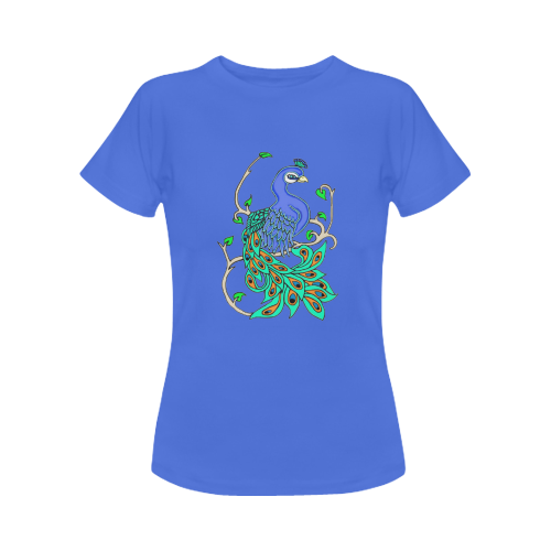Pretty Peacock Blue Women's T-Shirt in USA Size (Front Printing Only)