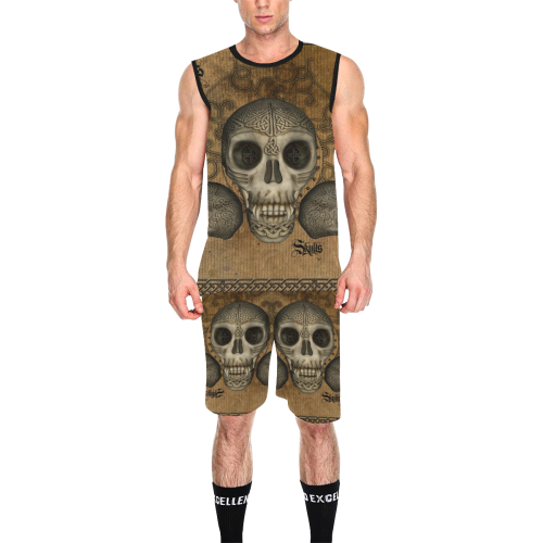 Awesome skull with celtic knot All Over Print Basketball Uniform