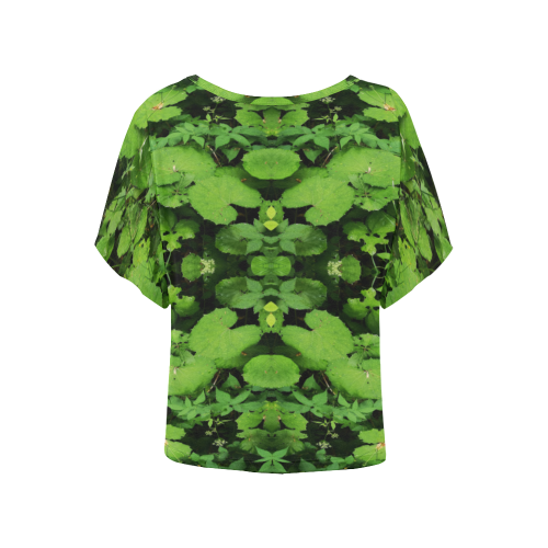 the green x Women's Batwing-Sleeved Blouse T shirt (Model T44)