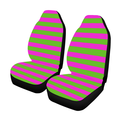 Pink Green Stripes Car Seat Covers (Set of 2)