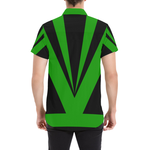 Modern Art Black Triangles Rays Stripes Men's All Over Print Short Sleeve Shirt (Model T53)