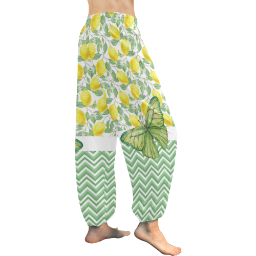 Butterfly And Lemons Women's All Over Print Harem Pants (Model L18)