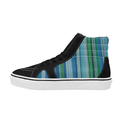painted stripe Men's High Top Skateboarding Shoes (Model E001-1)