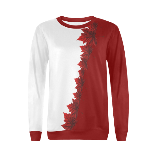 Canada Maple Leaf Sweatshirts All Over Print Crewneck Sweatshirt for Women (Model H18)