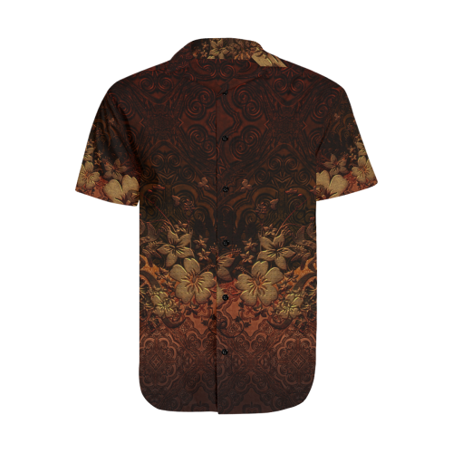 Floral design, vintage Men's Short Sleeve Shirt with Lapel Collar (Model T54)