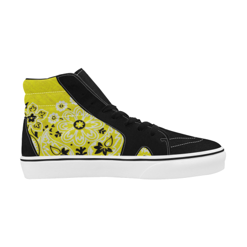 Grunge Yellow Bandana Men's High Top Skateboarding Shoes (Model E001-1)