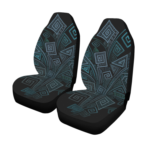3D Psychedelic Abstract Square Spirals Car Seat Covers (Set of 2)
