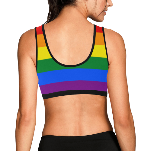 Gay Pride Rainbow Flag Stripes Women's All Over Print Sports Bra (Model T52)