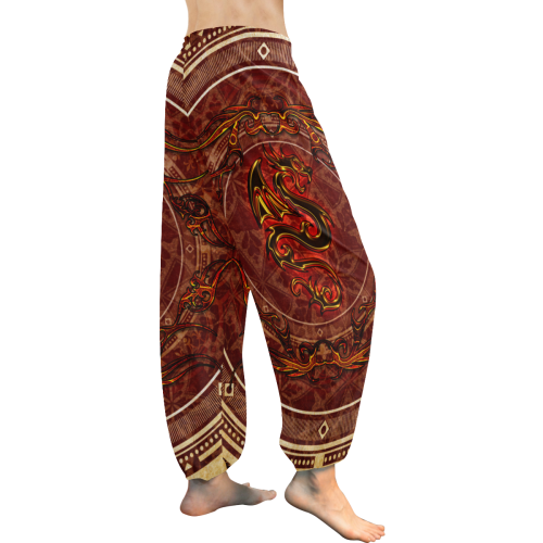 Awesome draogn, red colors Women's All Over Print Harem Pants (Model L18)