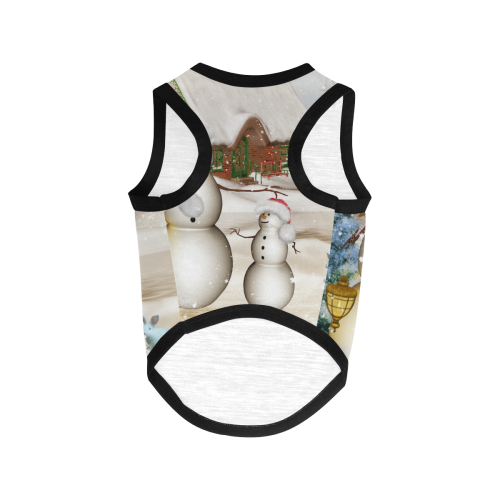 Christmas, Funny snowman with hat All Over Print Pet Tank Top