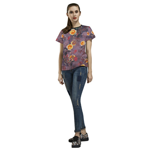 flowers 2 All Over Print T-shirt for Women/Large Size (USA Size) (Model T40)