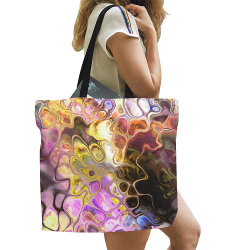 Colorful Marble Design All Over Print Canvas Tote Bag/Large (Model 1699)
