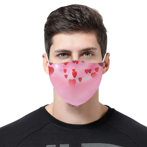 lovely romantic sky heart pattern for valentines day, mothers day, birthday, marriage - face mask 3D Mouth Mask with Drawstring (Pack of 5) (Model M04)