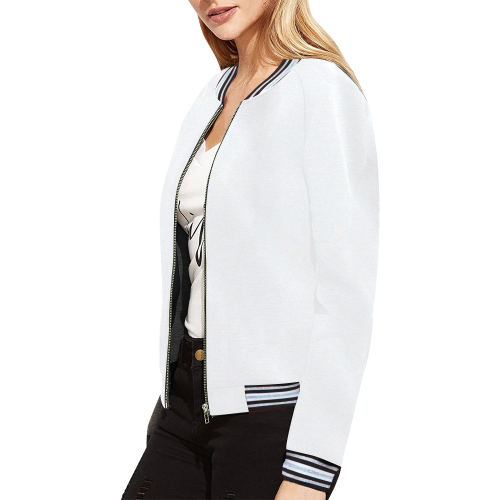 Ethereal Easter Lily White Solid Color All Over Print Bomber Jacket for Women (Model H21)
