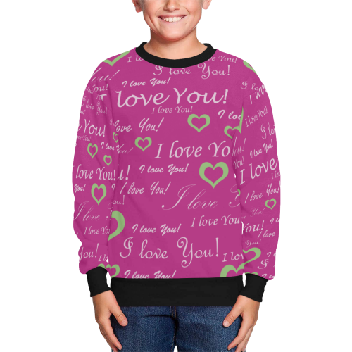 PS I LOVE YOU Kids' All Over Print Sweatshirt (Model H37)