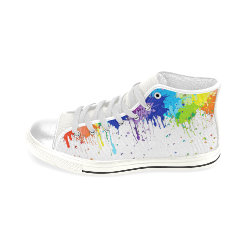 Rainbow Butterfly Splatter Men’s Classic High Top Canvas Shoes (Model 017)