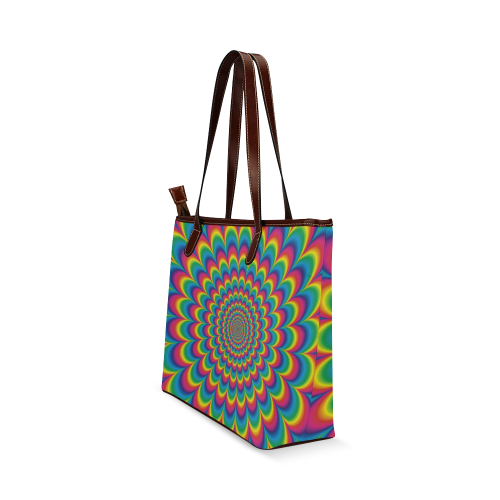 Crazy Psychedelic Flower Power Hippie Mandala Shoulder Tote Bag (Model 1646)