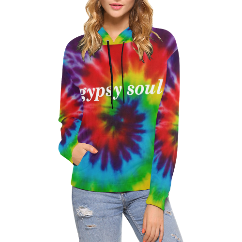 gypsy soul Tie Dye Women's Hoodie All Over Print Hoodie for Women (USA Size) (Model H13)