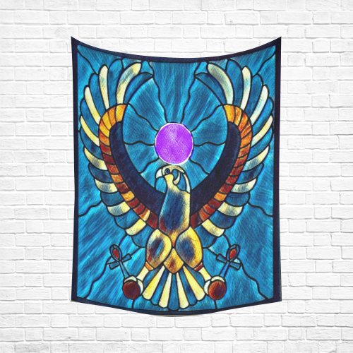 Dark Osiris Moon Temple Tribute Cotton Linen Wall Tapestry 60"x 80"