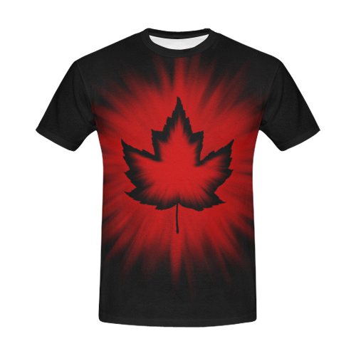 Canada T-shirts Plus Size Black All Over Print T-Shirt for Men/Large Size (USA Size) Model T40)