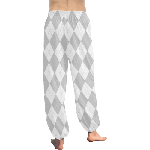 Grey and White Argyle Harem Pants Women's All Over Print Harem Pants (Model L18)