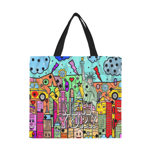 New York by Nico Bielow All Over Print Canvas Tote Bag/Large (Model 1699)