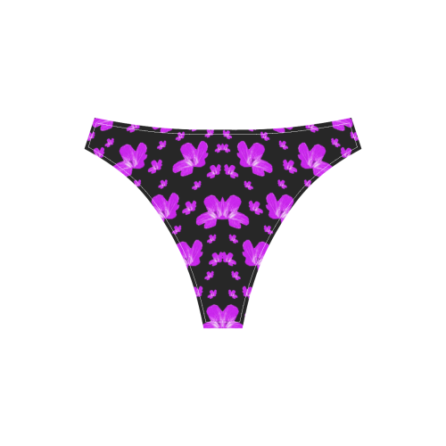 Pretty flowers in purple Sport Top & High-Waisted Bikini Swimsuit (Model S07)