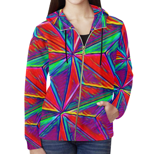 Vivid Life 1A by JamColors All Over Print Full Zip Hoodie for Women (Model H14)
