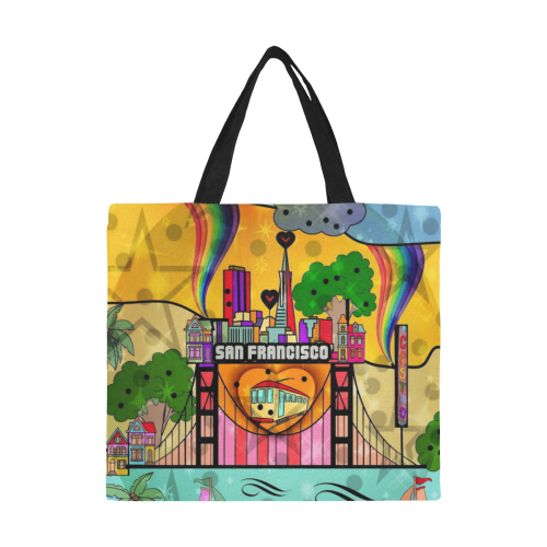 San Francisco by Nico Bielow All Over Print Canvas Tote Bag/Large (Model 1699)