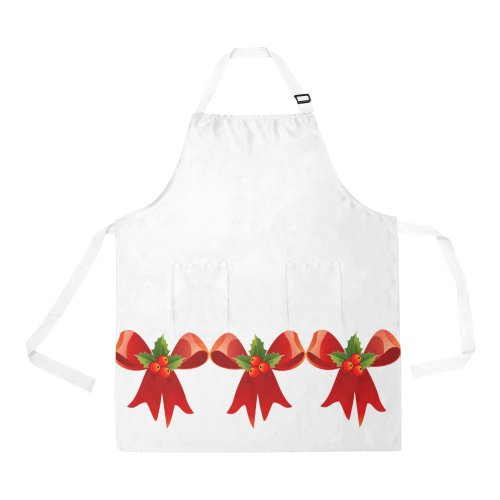 Red Christmas Bows and Holly All Over Print Apron