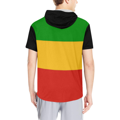 Rastafari Flag Colored Stripes All Over Print Short Sleeve Hoodie for Men (Model H32)