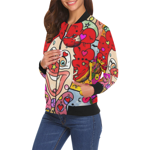 Clown Popart by Nico Bielow All Over Print Bomber Jacket for Women (Model H19)