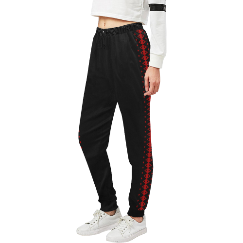 Black and Red Playing Card Shapes Unisex All Over Print Sweatpants (Model L11)