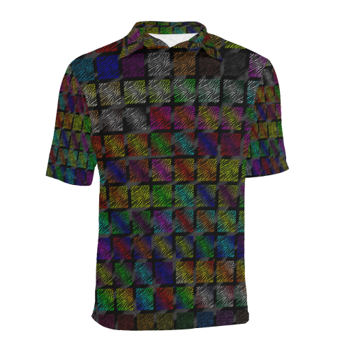 Ripped SpaceTime Stripes Collection Men's All Over Print Polo Shirt (Model T55)