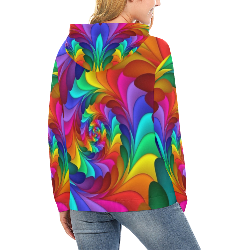RAINBOW CANDY SWIRL All Over Print Hoodie for Women (USA Size) (Model H13)