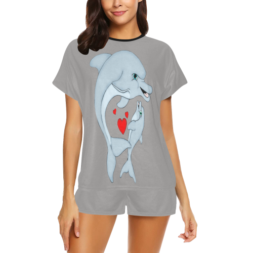 Dolphin Love Ash Women's Short Pajama Set