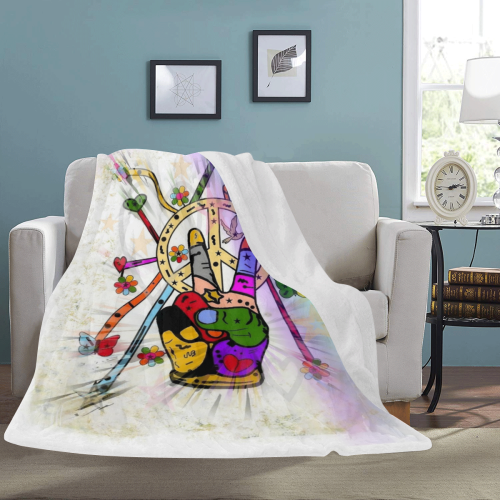 Peace Popart by Nico Bielow Ultra-Soft Micro Fleece Blanket 60"x80"