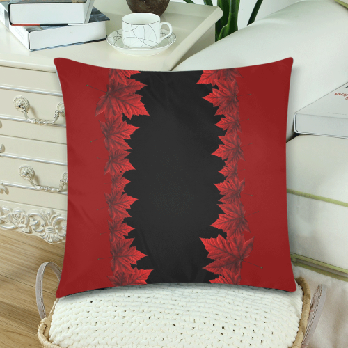 CanadaM Maple Leaf Pillow Cases - Black Custom Zippered Pillow Cases 18"x 18" (Twin Sides) (Set of 2)