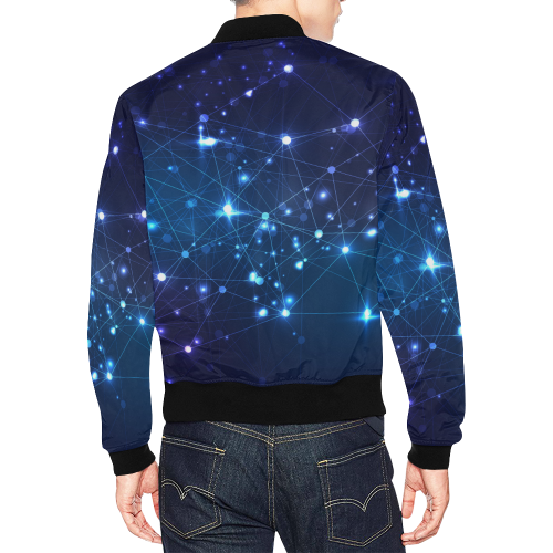 Twinkle Twinkle Little Blue Stars Cosmic Sky All Over Print Bomber Jacket for Men (Model H19)