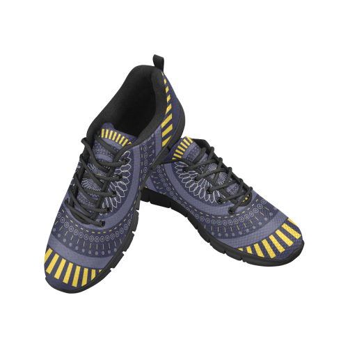 blue zen mandala circle Women's Breathable Running Shoes/Large (Model 055)