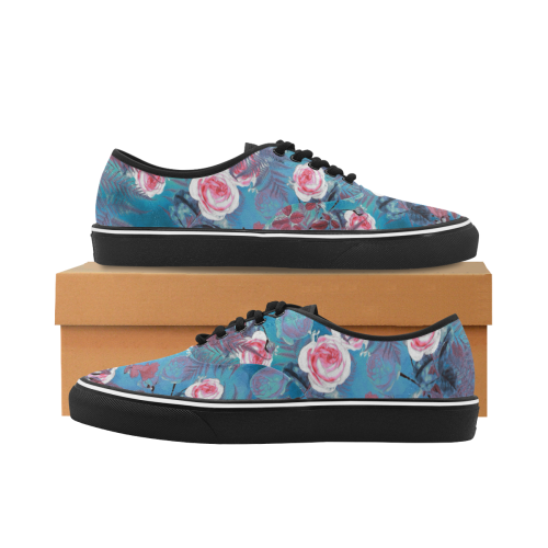 flowers #flowers #pattern Classic Women's Canvas Low Top Shoes/Large (Model E001-4)