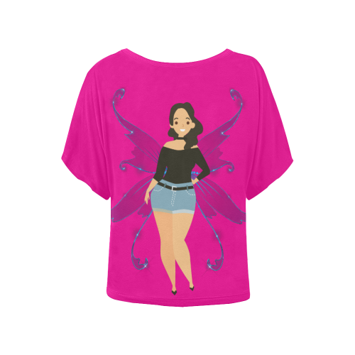 Fairlings Delight's Curvy is Beautiful Collection- Your Body Your Rules 53086b4 Women's Batwing-Sleeved Blouse T shirt (Model T44)