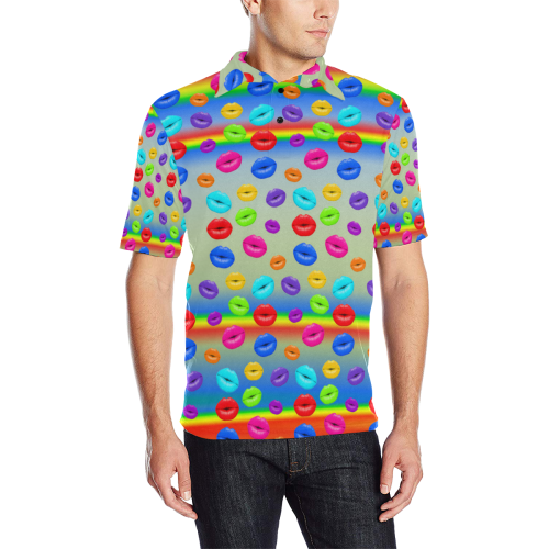Lets Kiss Again Pride Men's All Over Print Polo Shirt (Model T55)
