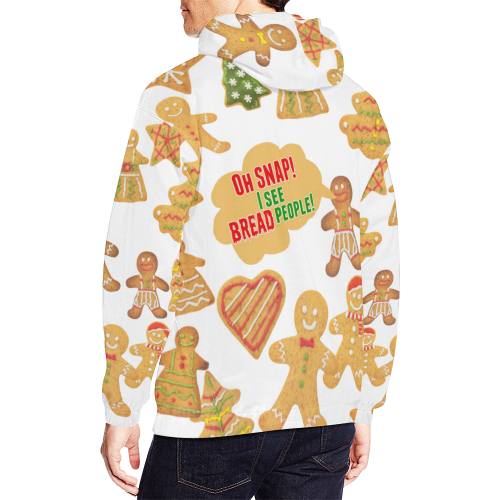 Funny Gingerbread Cookie Ugly Christmas Sweater All Over Print Hoodie for Men/Large Size (USA Size) (Model H13)