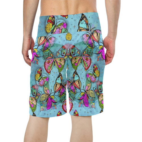 Butterfly Popart by Nico Bielow Men's All Over Print Board Shorts (Model L16)