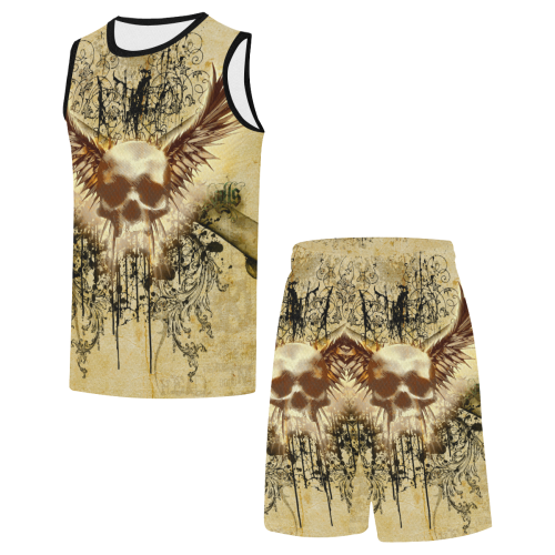 Amazing skull, wings and grunge All Over Print Basketball Uniform