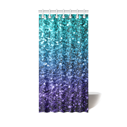 Beautiful Aqua blue Ombre glitter sparkles Shower Curtain 36"x72"