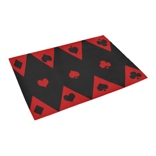 Las Vegas Black Red Play Card Shapes Azalea Doormat 24" x 16" (Sponge Material)