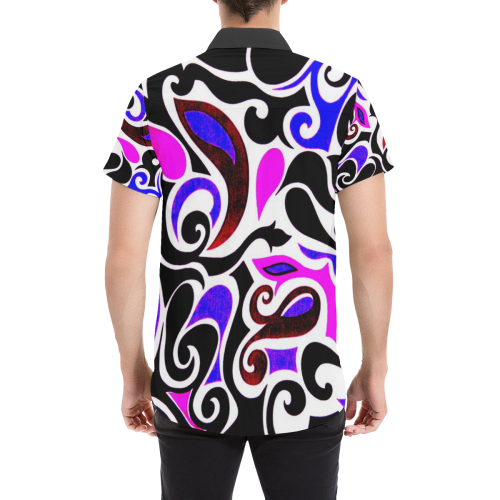 retro swirl abstract 2 Men's All Over Print Short Sleeve Shirt (Model T53)
