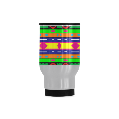 Distorted colorful shapes and stripes Travel Mug (Silver) (14 Oz)